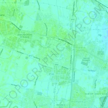 Mappa topografica Caselle, altitudine, rilievo