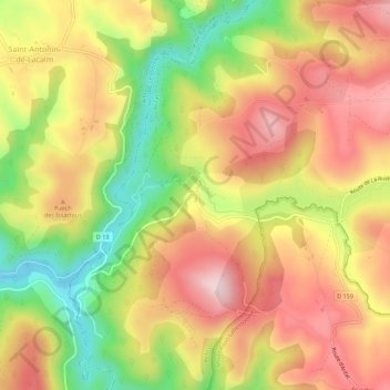 Mappa topografica Arifat, altitudine, rilievo