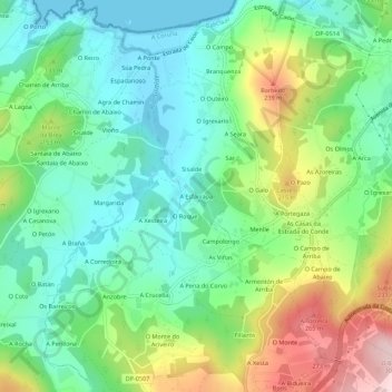 Mappa topografica A Esfarrapa, altitudine, rilievo