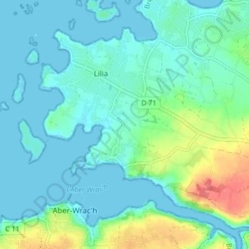 Mappa topografica Kerougoun, altitudine, rilievo