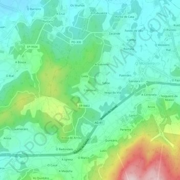 Mappa topografica Caticovas, altitudine, rilievo