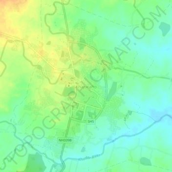Mappa topografica Khajuraho, altitudine, rilievo