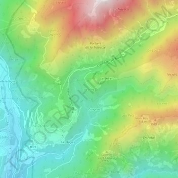 Mappa topografica Le Sclos, altitudine, rilievo