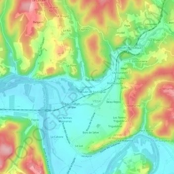 Mappa topografica La Prade, altitudine, rilievo