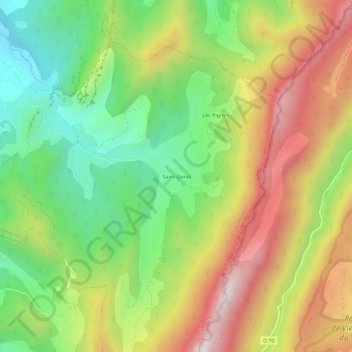 Mappa topografica Saint-Genis, altitudine, rilievo
