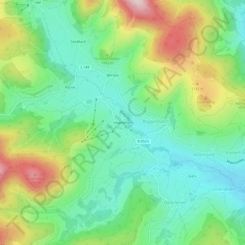 Mappa topografica Innerlehen, altitudine, rilievo