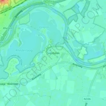 Mappa topografica Giesbeek, altitudine, rilievo