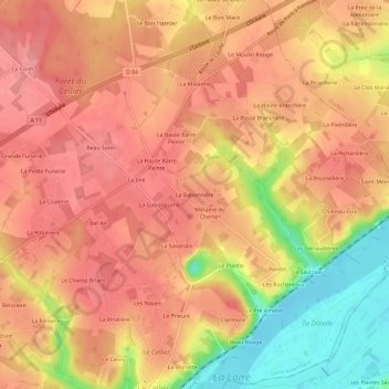Mappa topografica La Babonnière, altitudine, rilievo