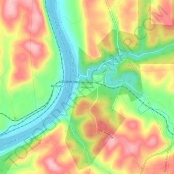 Mappa topografica Mosgrove, altitudine, rilievo