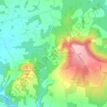 Mappa topografica Redford, altitudine, rilievo