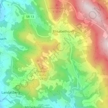 Mappa topografica Ehren, altitudine, rilievo