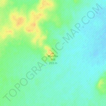 Mappa topografica Hallifax Hill, altitudine, rilievo