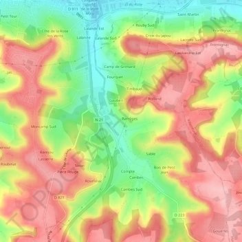 Mappa topografica Nicole, altitudine, rilievo