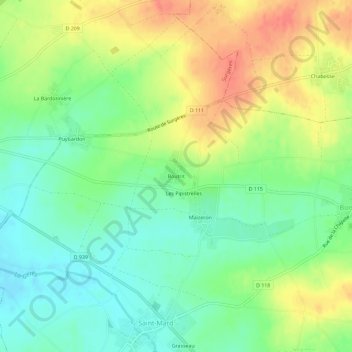 Mappa topografica Boutrit, altitudine, rilievo