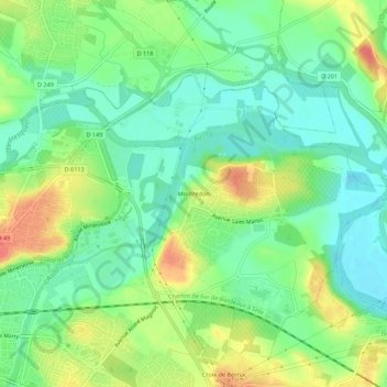 Mappa topografica Montredon, altitudine, rilievo