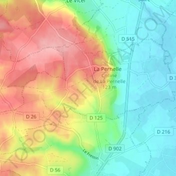 Mappa topografica Hameau Doucet, altitudine, rilievo