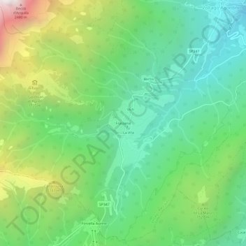 Mappa topografica Frassene, altitudine, rilievo
