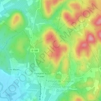 Mappa topografica Courmelle, altitudine, rilievo