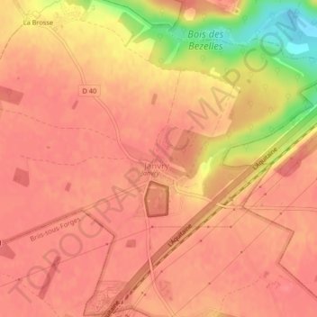 Mappa topografica Château de Janvry, altitudine, rilievo
