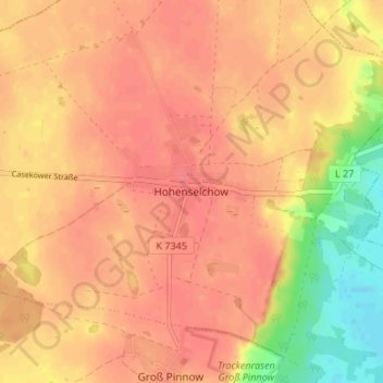 Mappa topografica Hohenselchow, altitudine, rilievo
