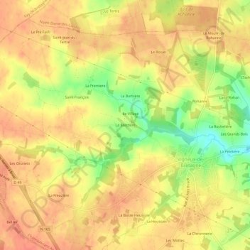Mappa topografica La Boistière, altitudine, rilievo