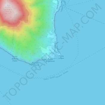 Mappa topografica Lingua, altitudine, rilievo