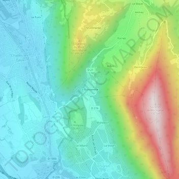 Mappa topografica La Boisserette, altitudine, rilievo