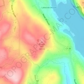 Mappa topografica Briggs Hill, altitudine, rilievo