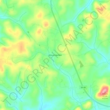 Mappa topografica Mount Vernon, altitudine, rilievo