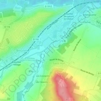 Mappa topografica Dampierre, altitudine, rilievo