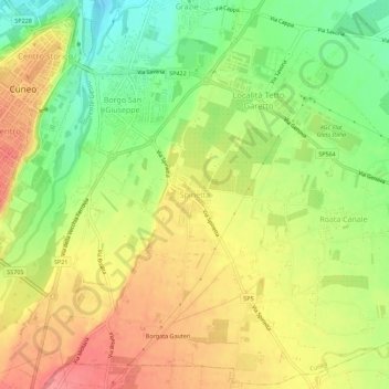 Mappa topografica Spinetta, altitudine, rilievo