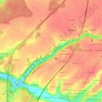 Mappa topografica Sauvé, altitudine, rilievo