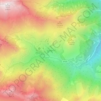 Mappa topografica Chiappi, altitudine, rilievo