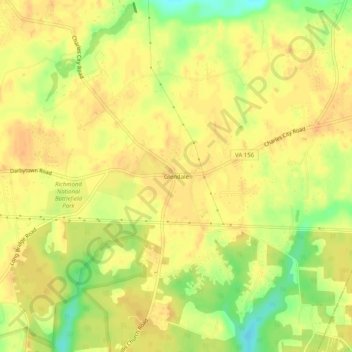Mappa topografica Glendale, altitudine, rilievo