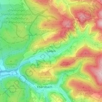Mappa topografica Soden, altitudine, rilievo