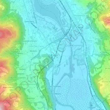 Mappa topografica Capiate, altitudine, rilievo