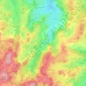 Mappa topografica Cheix, altitudine, rilievo