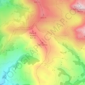 Mappa topografica Los Cerros, altitudine, rilievo