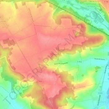 Mappa topografica Le Mont, altitudine, rilievo