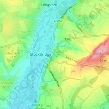 Mappa topografica Winton Hill, altitudine, rilievo