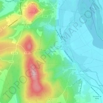 Mappa topografica Les Lavaux, altitudine, rilievo