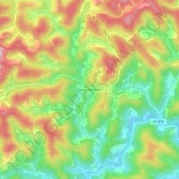 Mappa topografica Nova Almeida, altitudine, rilievo
