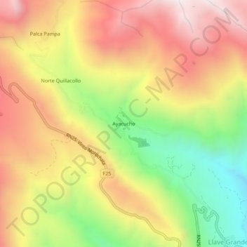 Mappa topografica Ayacucho, altitudine, rilievo