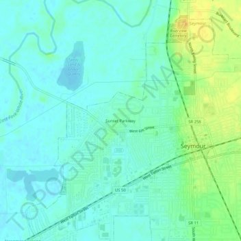 Mappa topografica Sunset Parkway, altitudine, rilievo