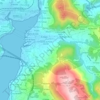Mappa topografica Os Pazos, altitudine, rilievo