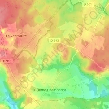 Mappa topografica Le Mont Huchet, altitudine, rilievo