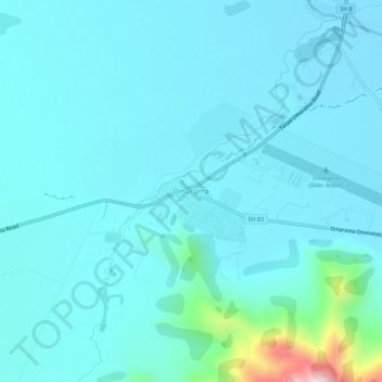 Mappa topografica Omarama, altitudine, rilievo