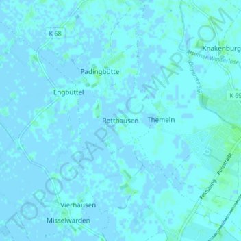 Mappa topografica Rotthausen, altitudine, rilievo