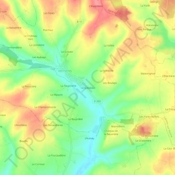 Mappa topografica Le Gasseau, altitudine, rilievo