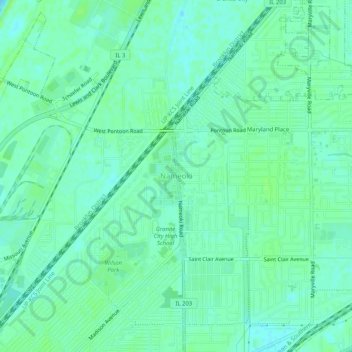 Mappa topografica Nameoki, altitudine, rilievo